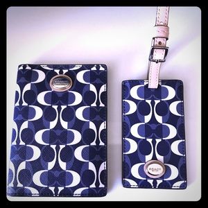 Coach leather passport case and luggage tag